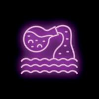Neon style icon representing water pollution with waste dumped in sea vector