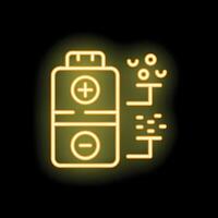 Neon sign showing eye test chart and contact lenses case icon vector
