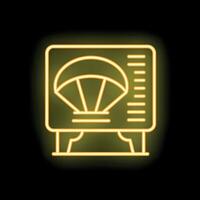 Neon sign depicting a parachute in front of a measurement scale vector