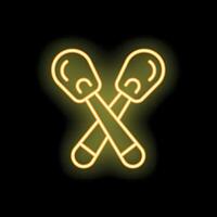 Neon style icon of crossed marshmallow roasting sticks vector