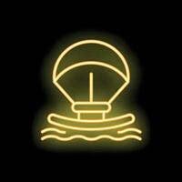 Neon sign of parasailing boat floating on water vector
