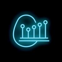 Neon icon of statistics chart growing inside egg shape vector
