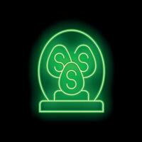 Neon green money making machine generating dollar coins icon vector