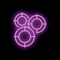 Purple neon target aim symbol is glowing on black background, concept of marketing goal vector