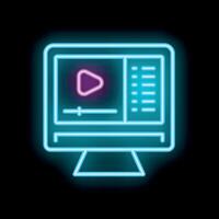 Neon sign of editing software displaying on computer screen vector