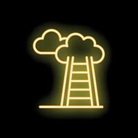 Neon ladder leading to clouds symbolizing success vector
