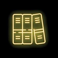 Glowing neon line locker room icon showing open locker door vector