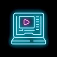 Neon sign of a laptop showing player interface vector
