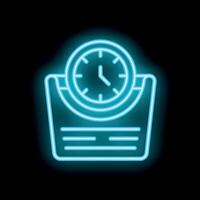 Neon clock showing weight loss progress over time vector
