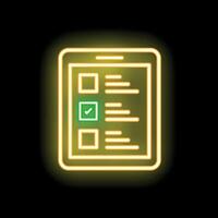 Neon smartphone showing checklist app icon on screen vector