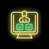 Neon icon of online voting system showing candidate and check boxes vector