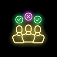 Neon icon showing people choosing between right and wrong answers vector