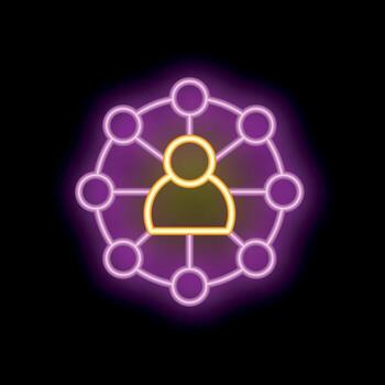 Neon icon of person connecting with people in network vector