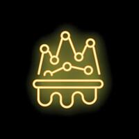 Neon crown icon with data points forming crown shape vector