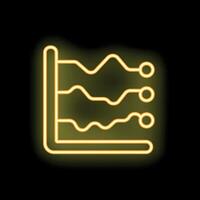 Neon yellow line icon of a statistical chart showing data trends vector