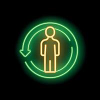 Neon icon of a person standing inside a rotating cycle vector
