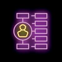 Neon icon of a manager managing a business team organization chart vector