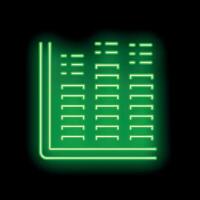 Green neon sign showing a spreadsheet on a black background vector