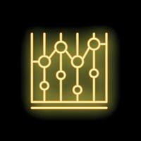 Neon yellow line graph showing market growth on black background vector