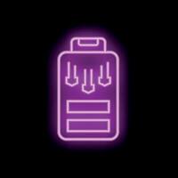 Neon phone showing battery charging indicator icon vector