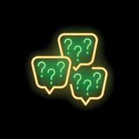 Neon green question marks appearing on speech bubbles vector