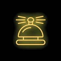 Neon reception bell icon glowing on dark background vector
