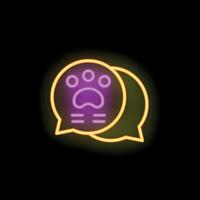 Neon icon of two speech bubbles having conversation about pets vector