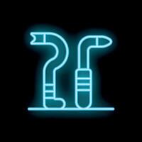Neon diving equipment with flippers and snorkel on a black background vector