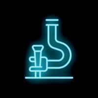 Blue neon microscope shining in the dark background vector