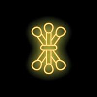 Yellow neon sign of abstract network on a black background vector