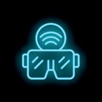Neon icon of vr glasses headset connecting to wireless network vector