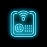 Neon icon of smart home device with wifi connection vector