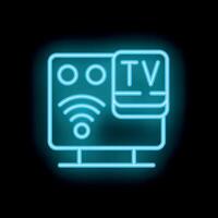 Neon smart tv icon representing online streaming services vector
