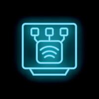 Neon sign showing router providing wireless internet connection vector
