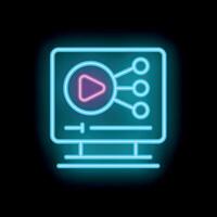 Neon icon of player connecting to multiple devices vector