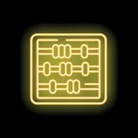 Neon abacus icon glowing on dark background vector
