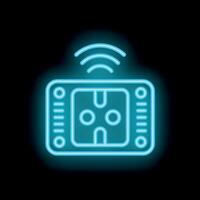 Neon smart home device emitting wifi signal vector