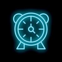 Blue neon alarm clock shining in the dark vector