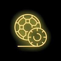 Neon icon representing football time management with clock vector