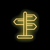 Neon sign showing a directional signpost on a black background vector