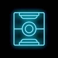Neon blue icon of a floppy disk on a black background vector