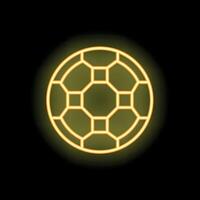 Neon yellow football soccer ball shining on black background vector