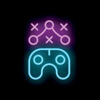 Neon gamepad icon representing online gaming strategy vector