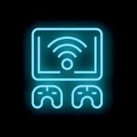 Neon icon of online game streaming service vector