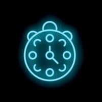 Blue neon clock shining on black background vector