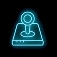 Neon icon of retro game joystick glowing on black background vector