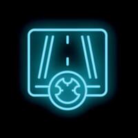 Neon icon of autonomous car using ai for self driving on highway vector