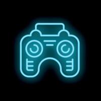 Neon sign depicting a drone remote controller glowing on a black background vector