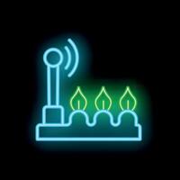 Neon icon of smart farm technology monitoring system vector