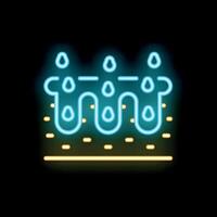 Neon icon of water soaking into ground layers vector